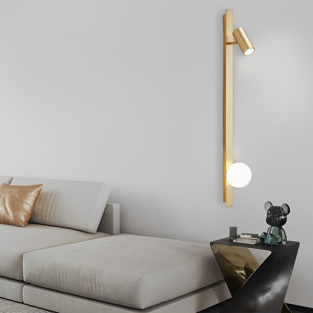 Black and Gold LED Linear Wall Lamp with Adjustable Spotlight