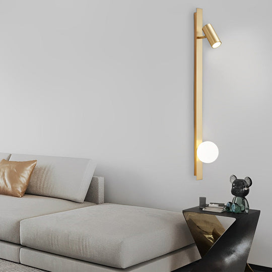 Black and Gold LED Linear Wall Lamp with Adjustable Spotlight