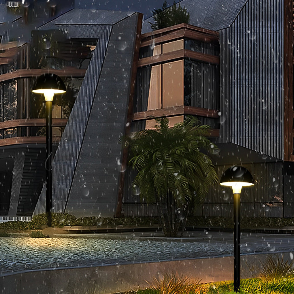Modern Creative Mushroom-Shaped Black LED Lawn Lamp