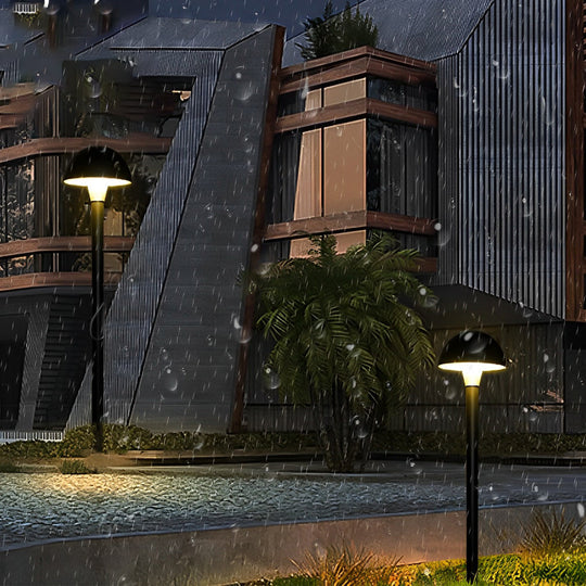 Modern Creative Mushroom-Shaped Black LED Lawn Lamp