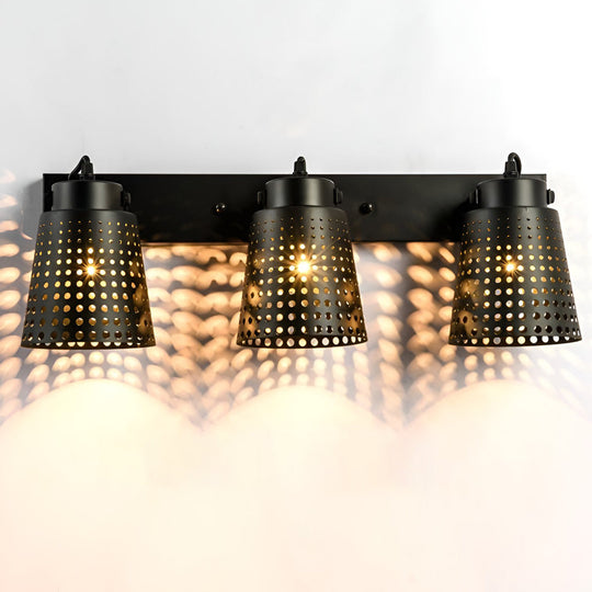 Retro Iron Hollow Adjustable Black Industrial Style Plug-in Wall Sconce