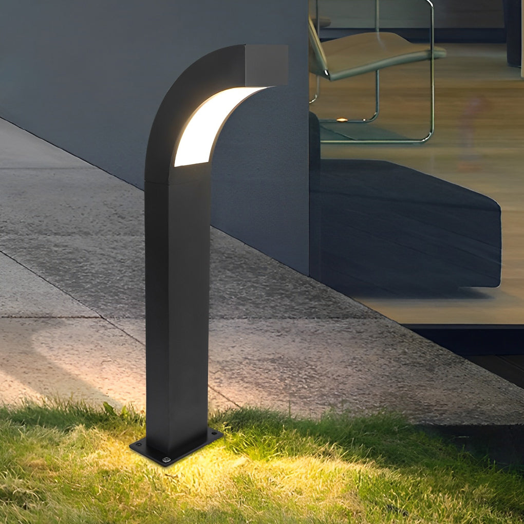 Curved LED Pathway Light Minimalist Black Waterproof Landscape Lamp