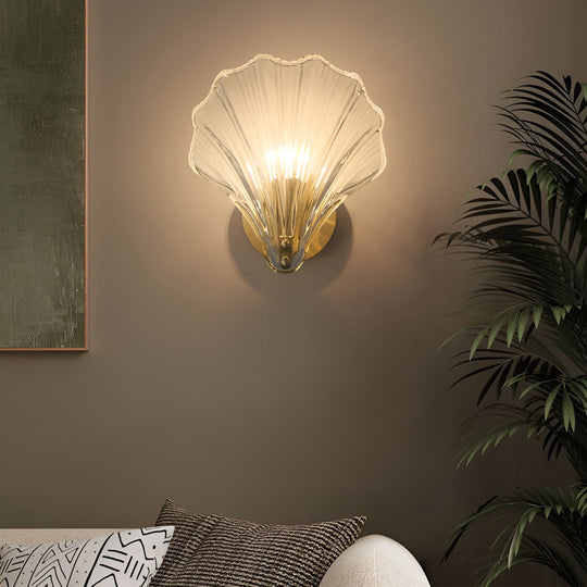 Creative Fan Shaped Glass LED Wall Sconce – 3 Step Dimming