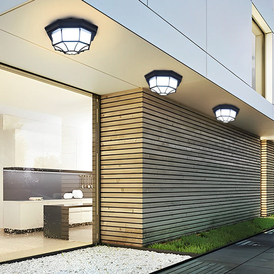 Outdoor Waterproof Aluminum Glass LED European Style Ceiling Light