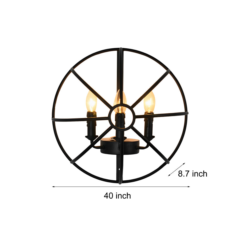 Hemispherical Iron Art Candlelight Black Retro Wall Light