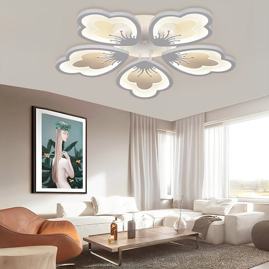 Flower Shaped Dimmable LED White Nordic Chandelier Light – Flush Mount Lighting