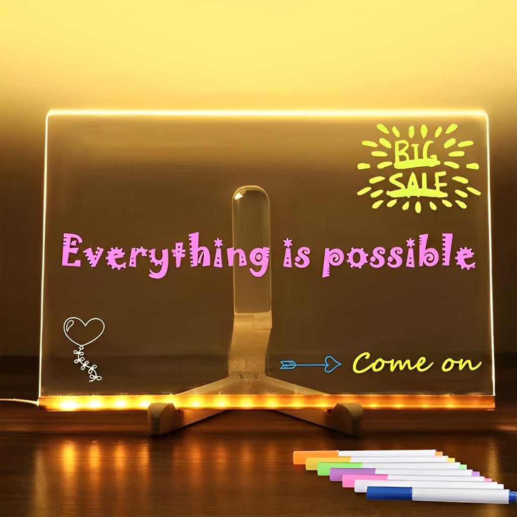 LED Acrylic Message Board Writable Table Lamp