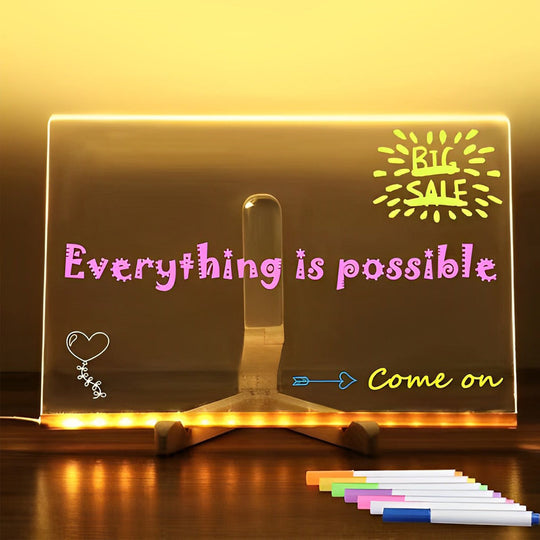 LED Acrylic Message Board Writable Table Lamp