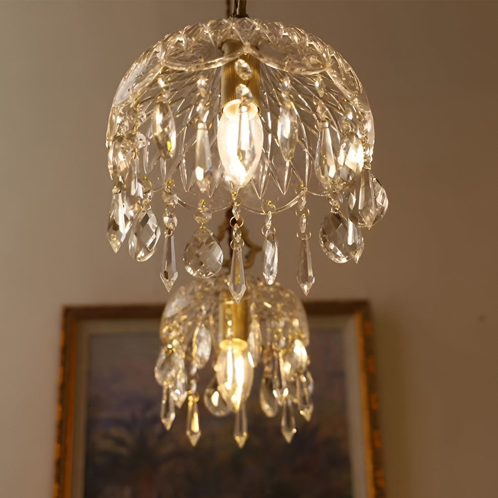 Retro Glass Crystal LED Gold Modern Pendant Light
