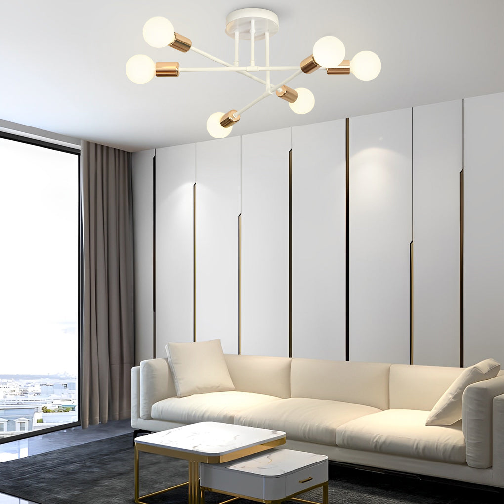 Elegant 6 Light Flush Mount LED Ceiling Light with E26 E27 Base