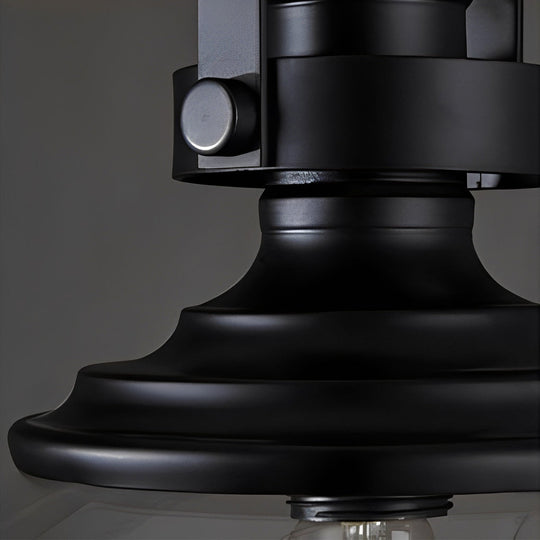Retro Semicircular Glass Iron Black Industrial Pendant Light Chandelier