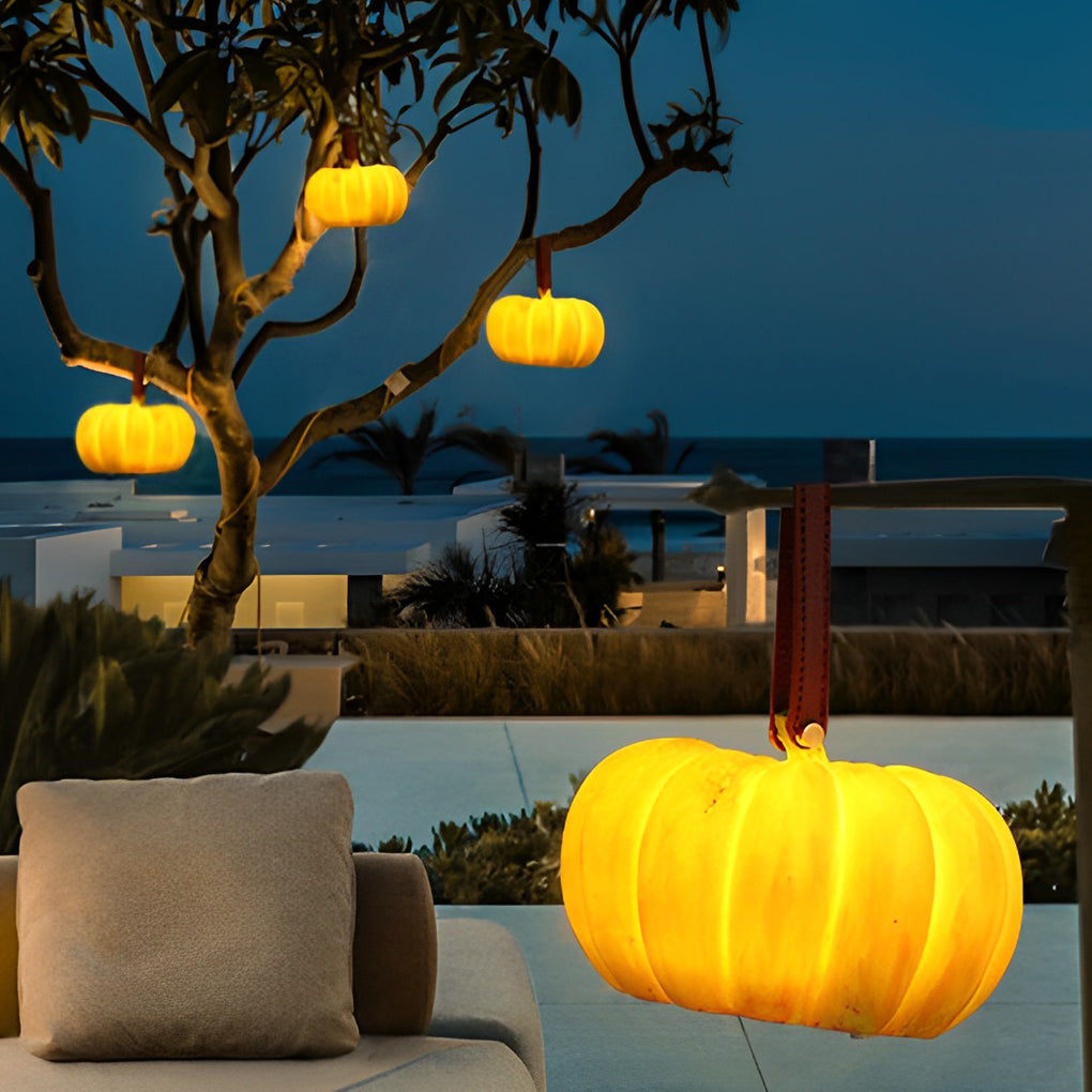 Portable Pumpkin-Shaped Resin LED Outdoor Lawn Light