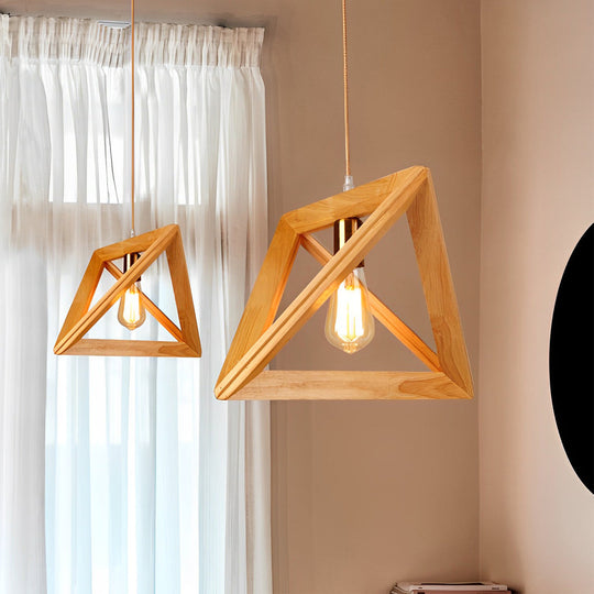 Creative Wood Frame Geometric Art Minimalist Nordic Pendant Light