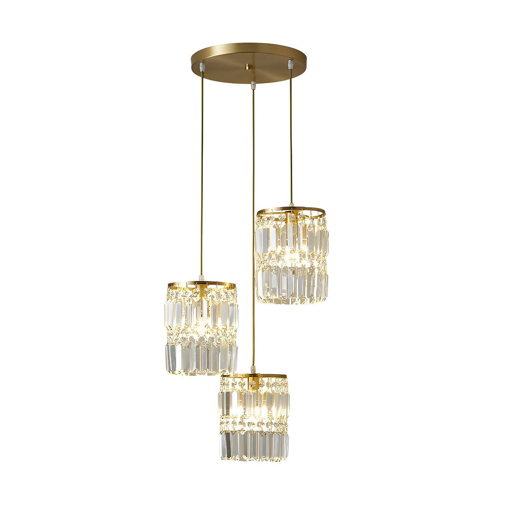 Cylindrical Crystal Shade Three Step Dimming Nordic Hanging Light