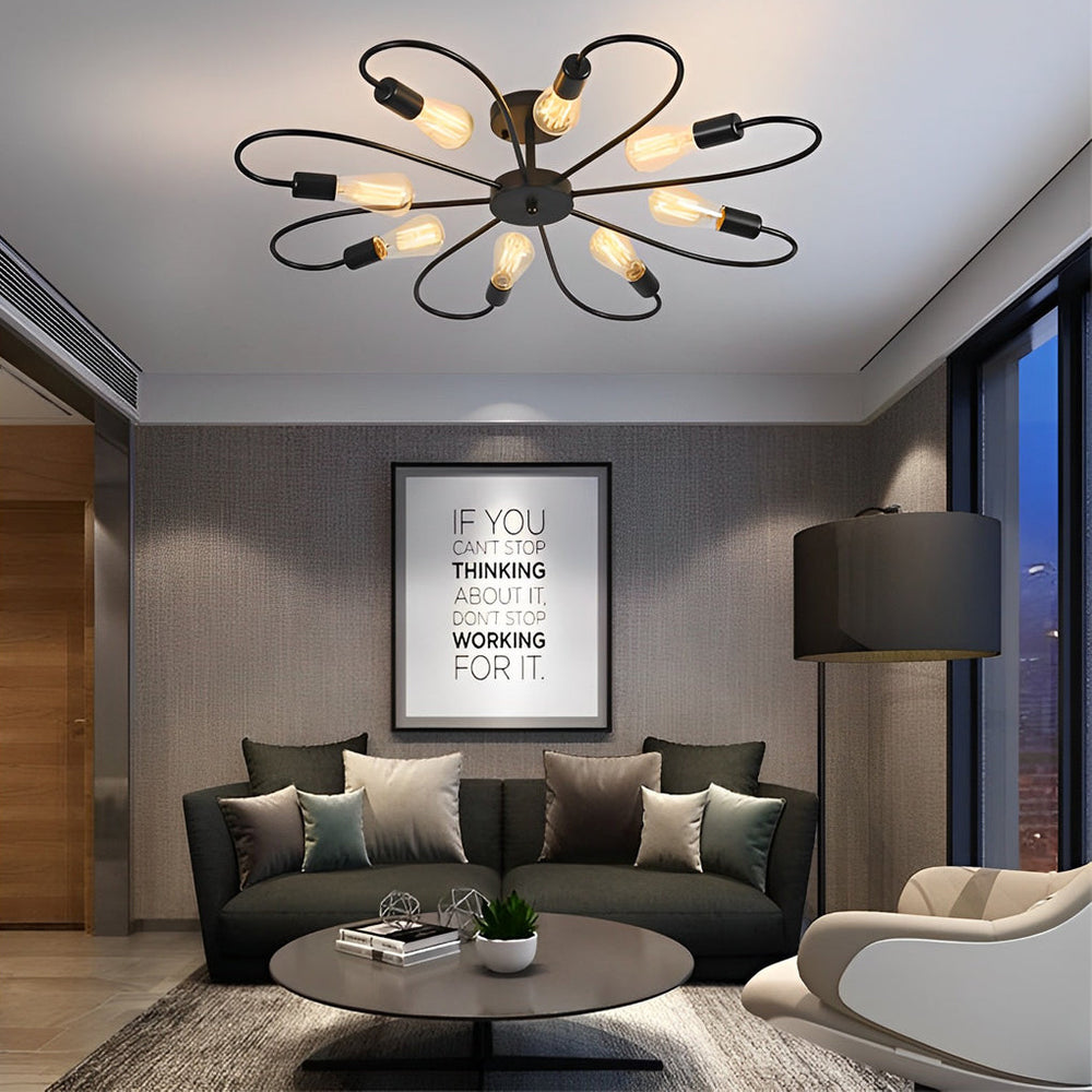 Simple Iron Flower Creative Nordic Bedroom Ceiling Light Fixture