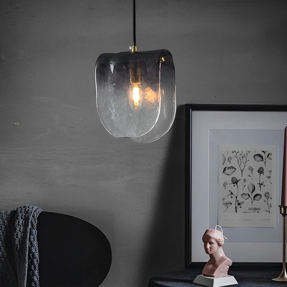 Gradient Smokey Gray Glass Post-Modern Small Chandelier Pendant Light
