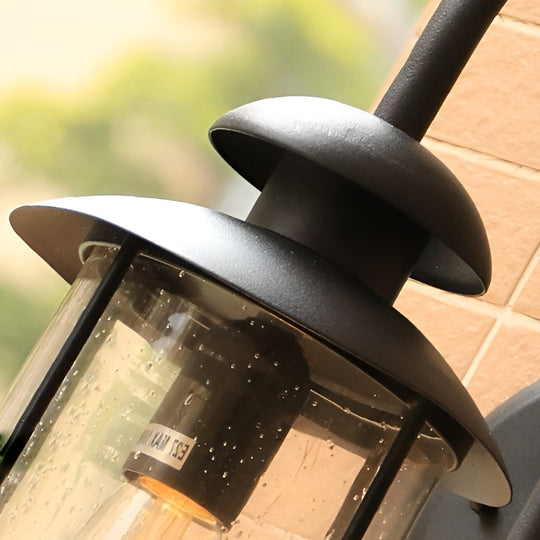 Black Glass LED Outdoor Waterproof Wall Sconce