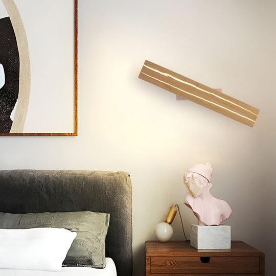 Adjustable Rectangular Wood Three-Step Dimming LED Wall Lamp