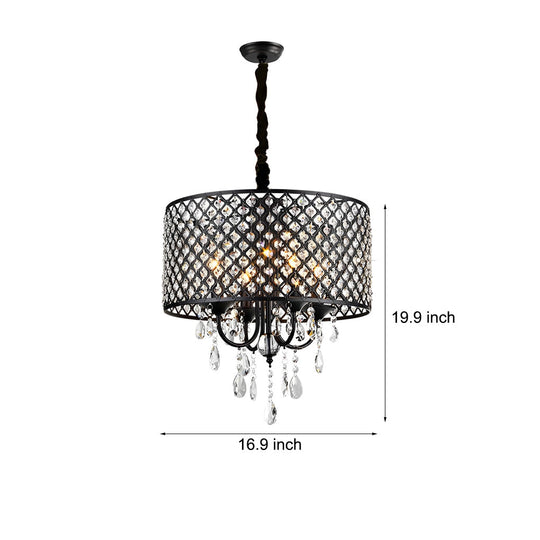 Round Iron Crystal Pendant Retro American Style Chandelier