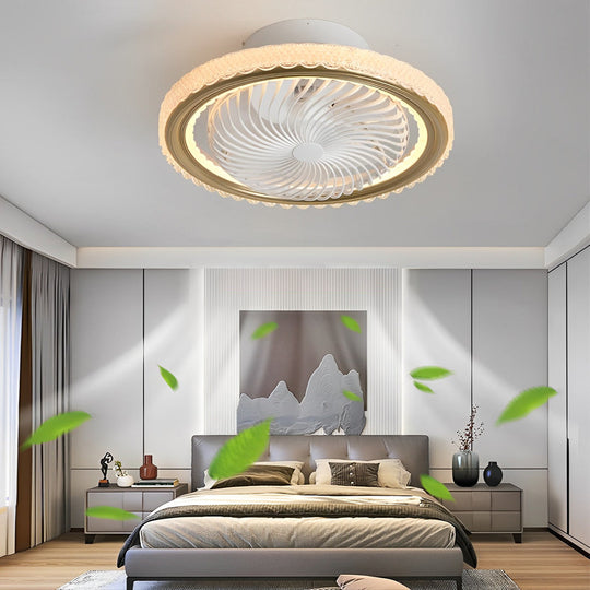 Round Bladeless Ceiling Fan with 3-Step Dimmable LED and Silent Airflow