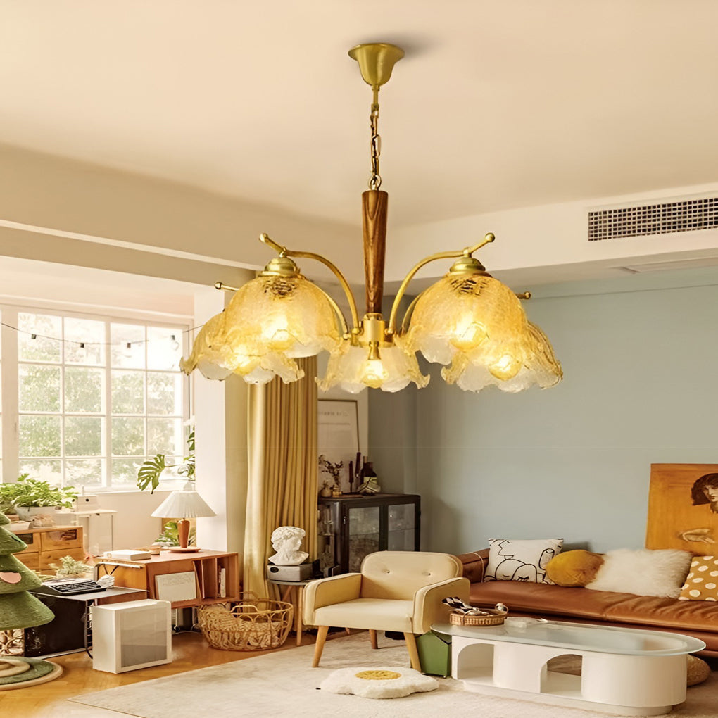 3/5-Light Cracked Glass Retro Chandelier Pendant Light