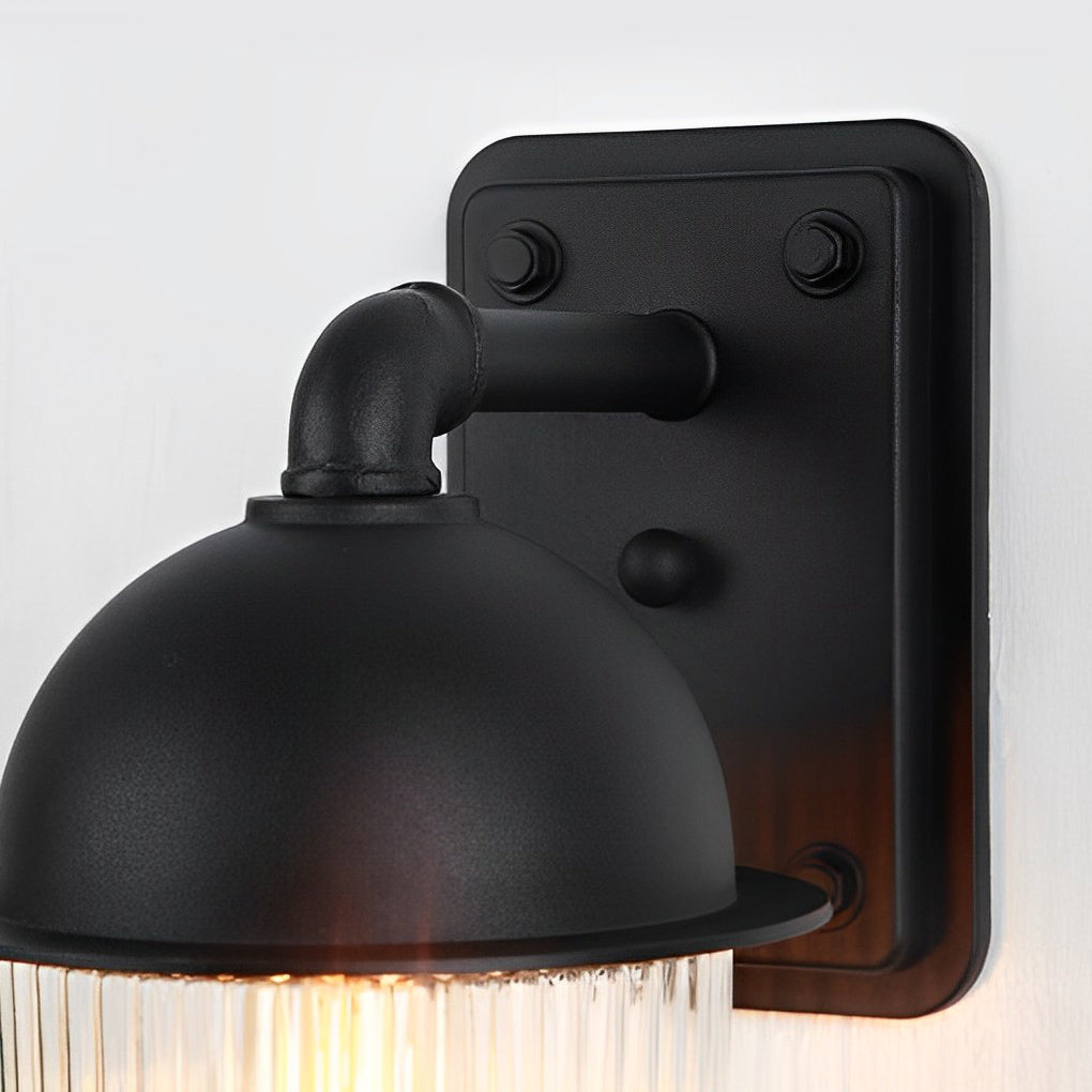 Waterproof Glass Ball Matte Black Outdoor Wall Lamp
