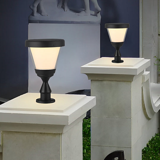Black Modern Solar LED Fence Post Cap Light