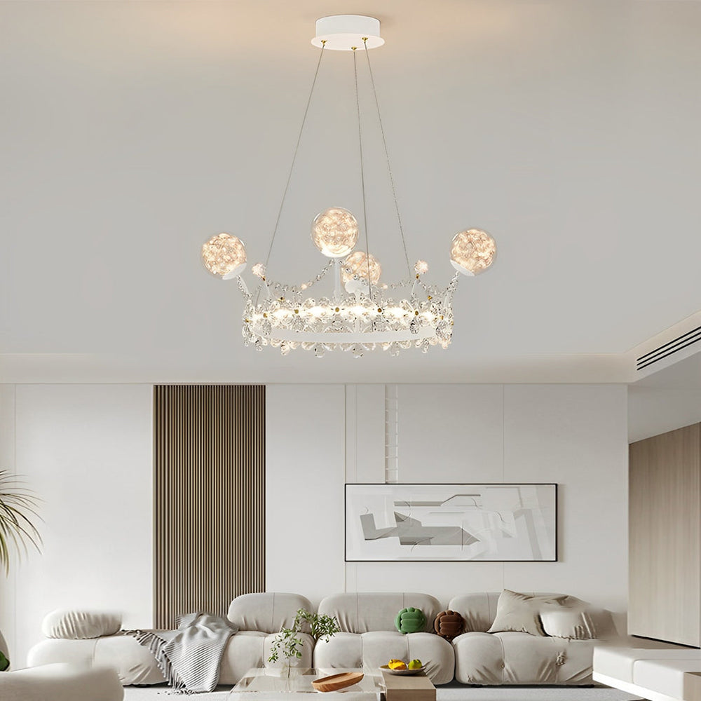 Flower Decor Crowns Crystal Glass Three-Step Dimming Nordic Chandelier