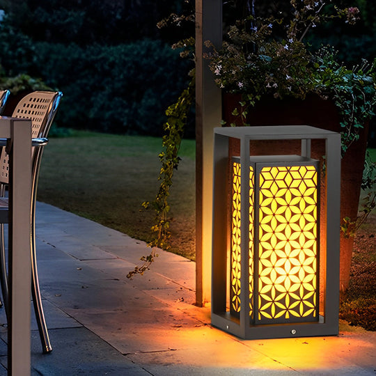 Floral Pattern Black LED Outdoor Lawn Pathway Light