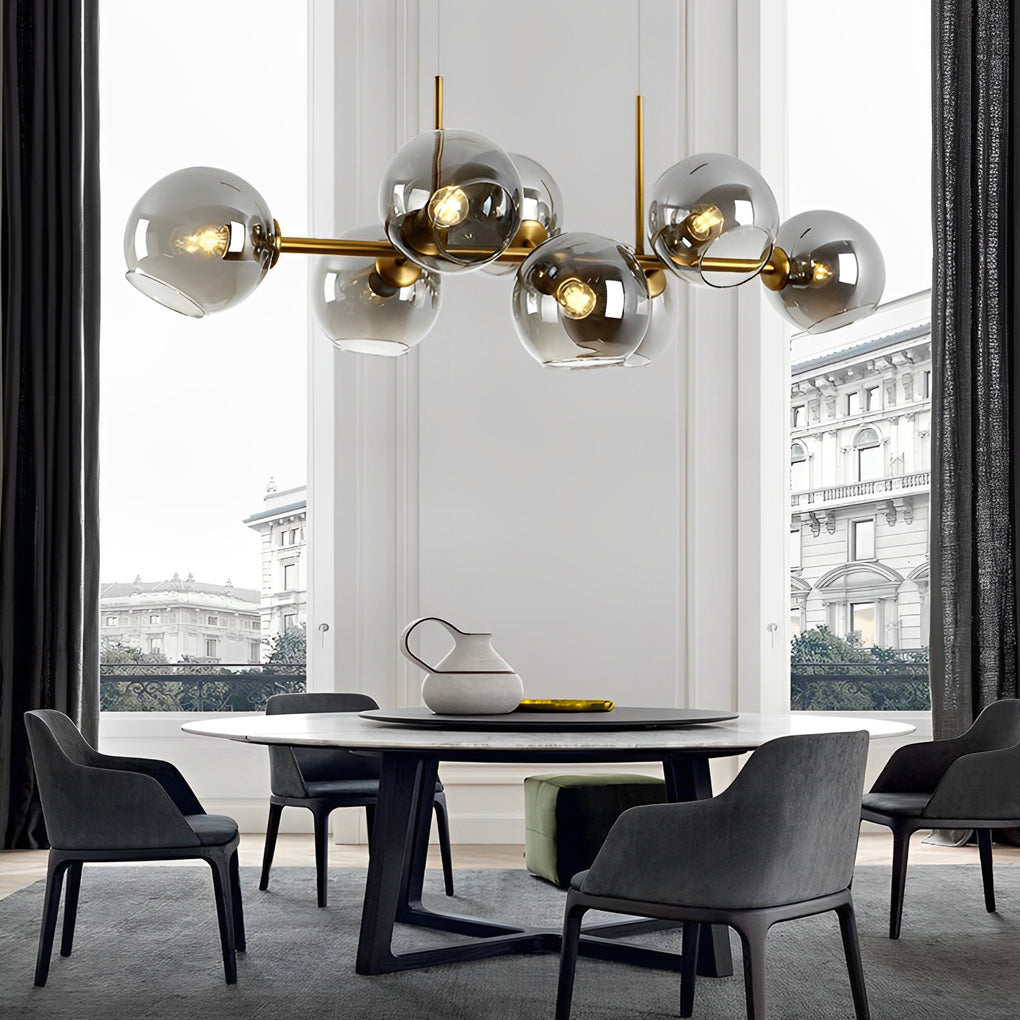 8 Lights Glass Shade LED Postmodern Chandelier Dining Room Light Fixture