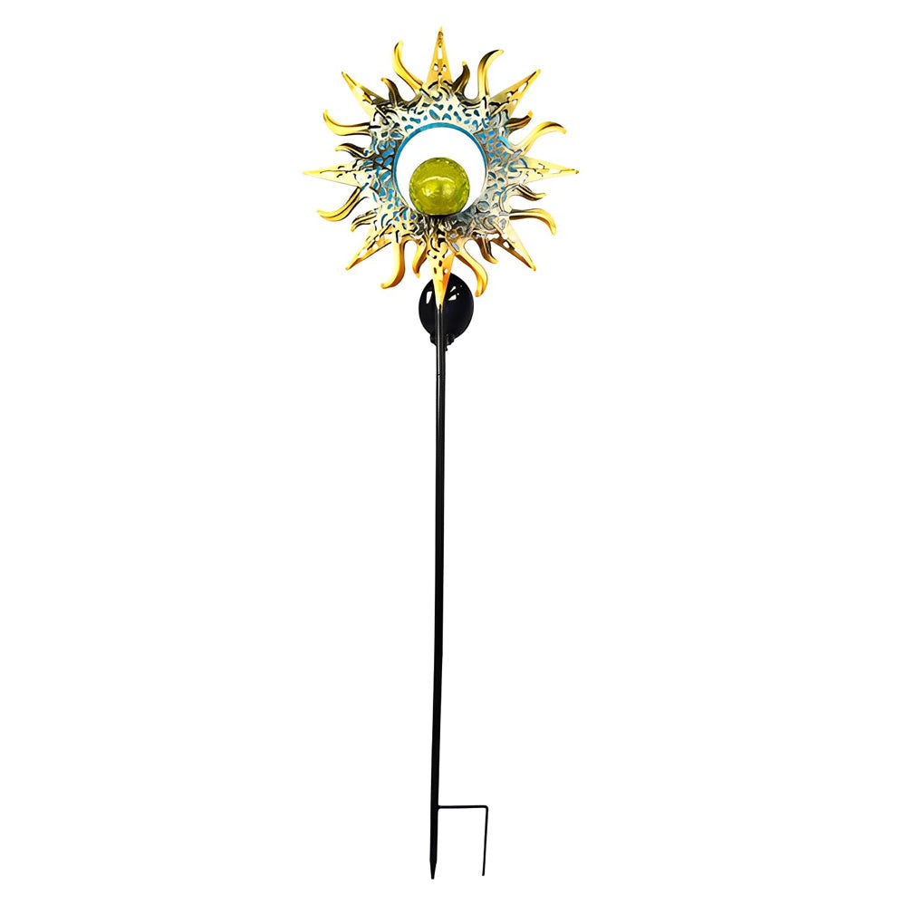 Mystical Moon & Sun Flame Iron Hollow Projector Solar Garden Light