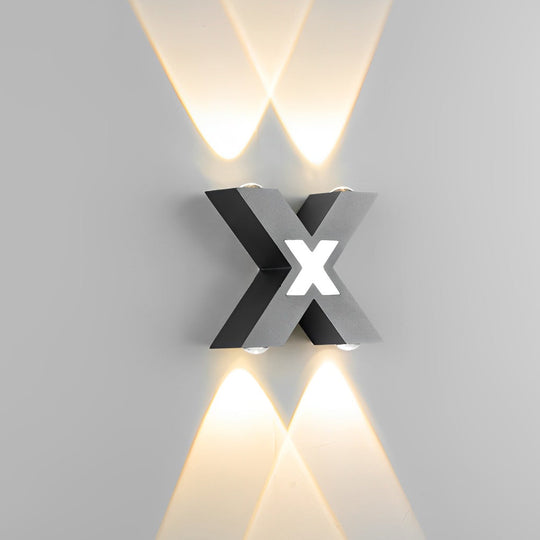 X-Shaped Black Modern LED Outdoor Wall Lamp