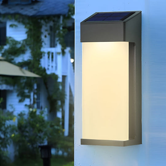 2 Pcs Rectangular LED Light Controlled Waterproof Outdoor Solar Sconce Lighting