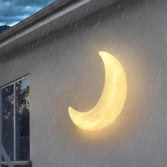 Creative Resin Moon Waterproof LED Modern Outdoor Wall Sconce