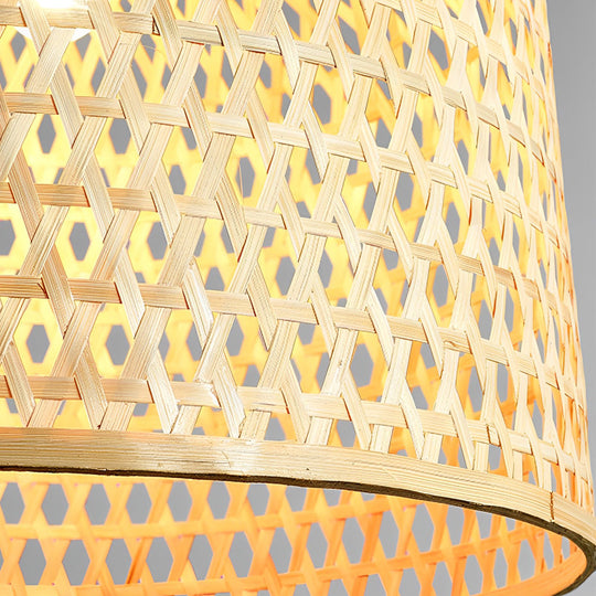 Round Bamboo Hand Woven Pendant Light – Nature Inspired Country Ceiling Light