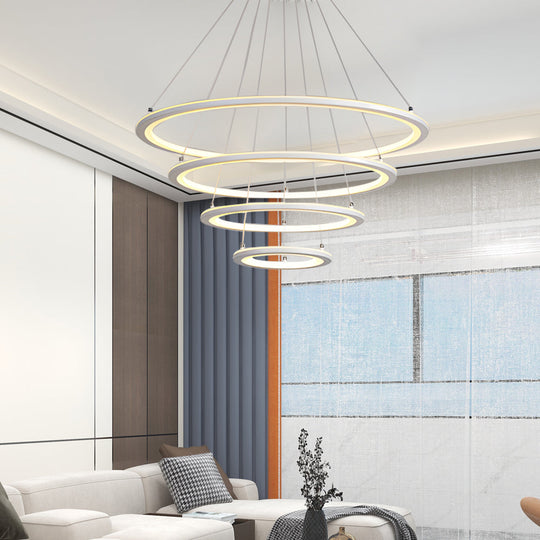 4-Rings LED Mid-Century Modern Chandelier with Remote Control