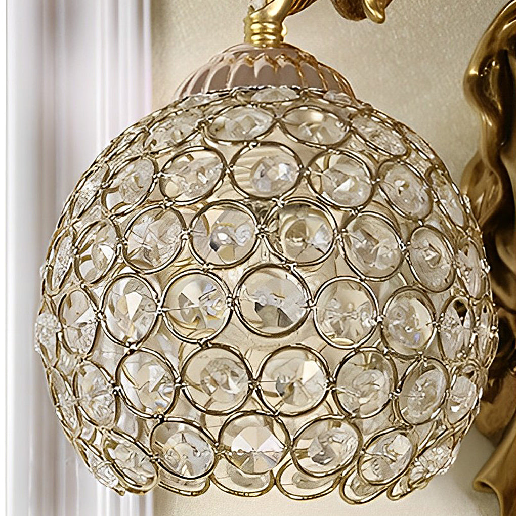 Resin Antique Angel Glass Crystal Wall Lamp