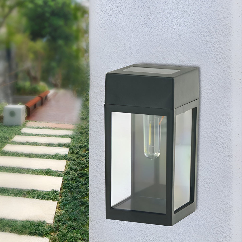 Rectangular Glass Solar LED Waterproof Wall Lamp with Light Control