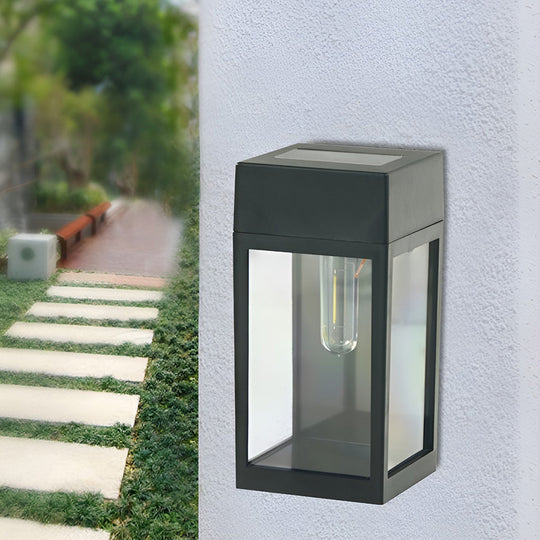 Rectangular Glass Solar LED Waterproof Wall Lamp with Light Control