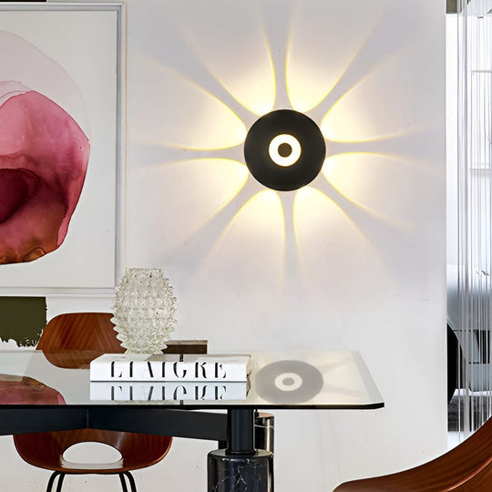 Round Waterproof LED Black Wall Washer Sconce Light