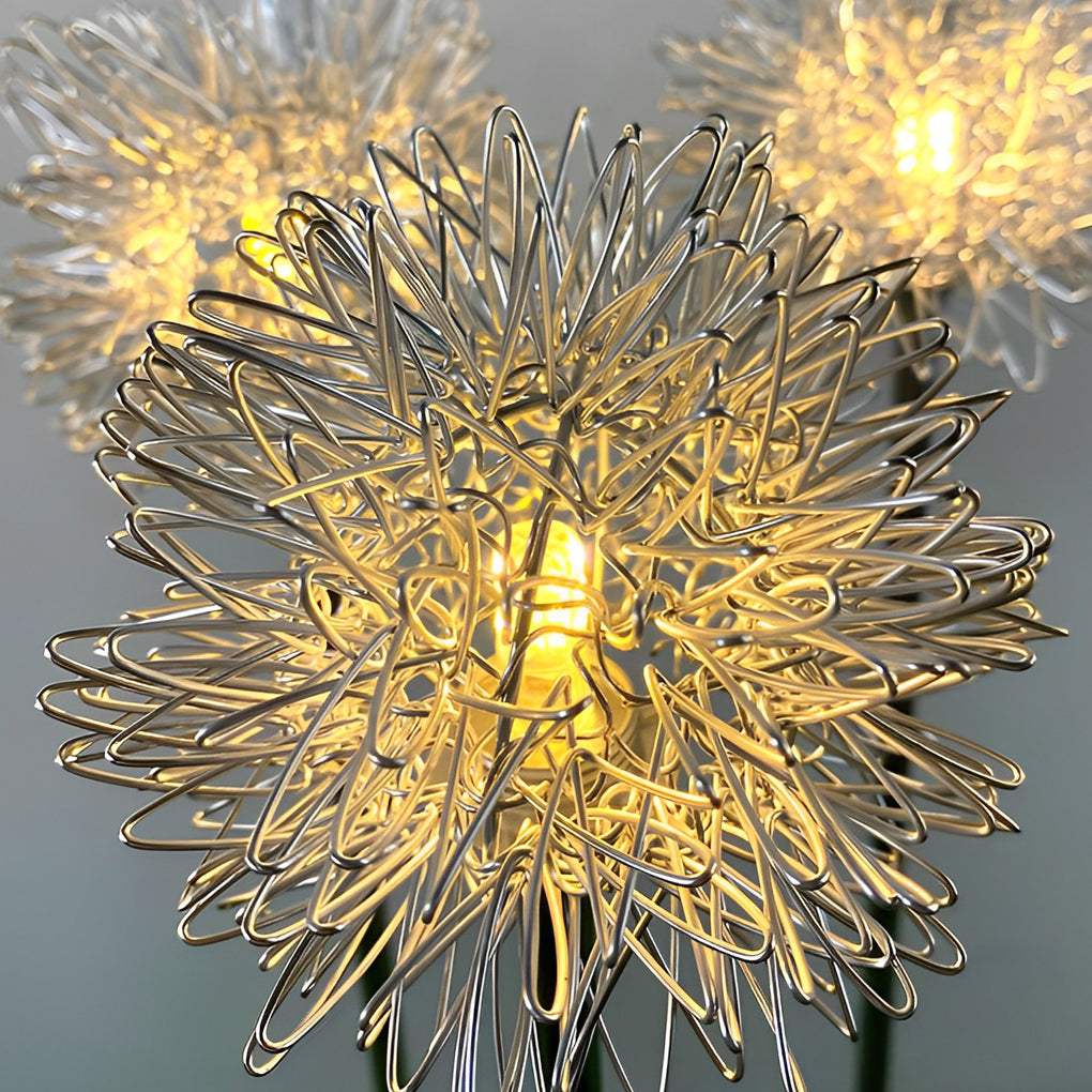 Elegant Aluminum LED Solar Dandelion Lights Dual Pack for Garden and Lawn