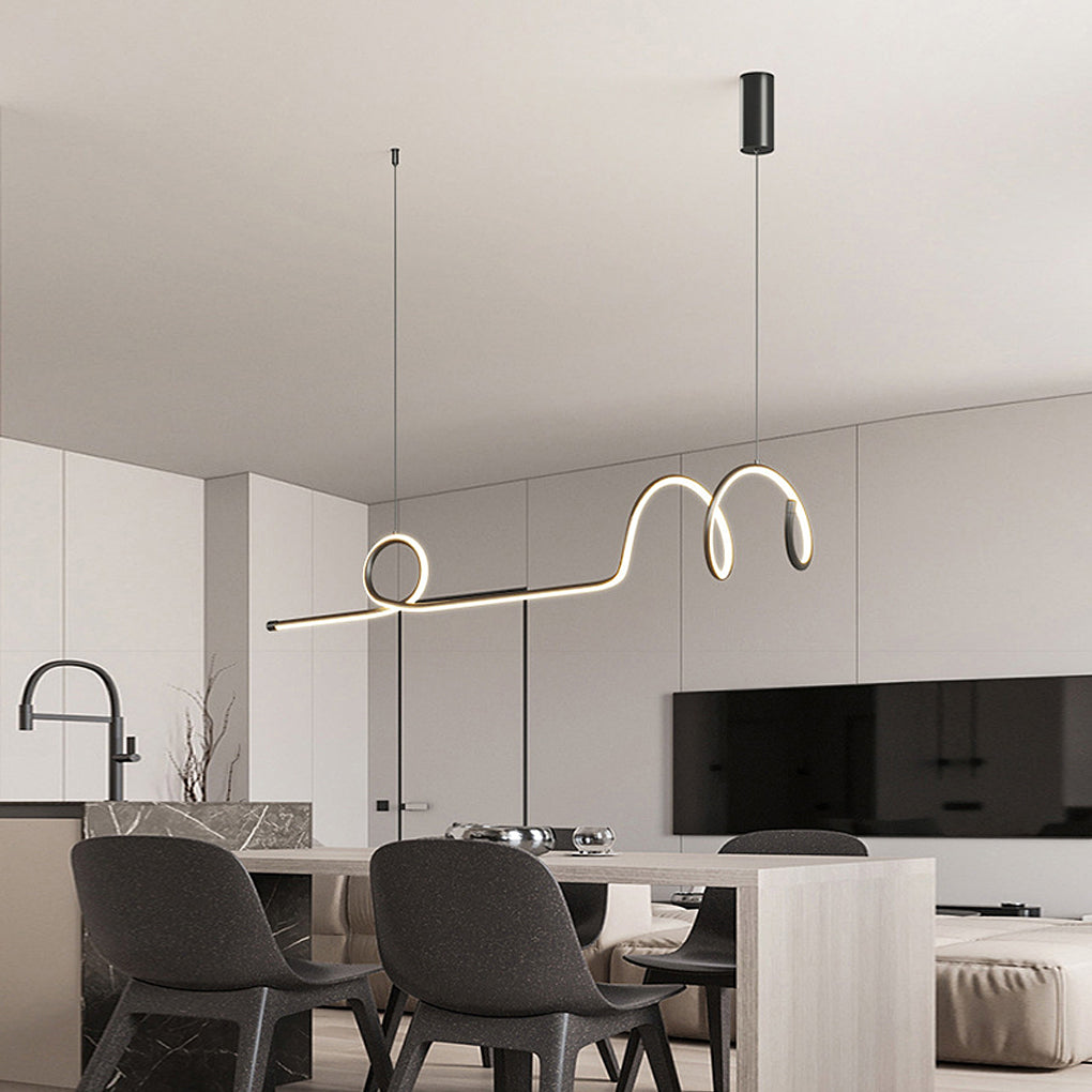 Minimalist Waves Circular Stepless Dimming LED Intelligent Chandelier