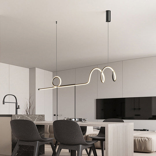 Minimalist Waves Circular Stepless Dimming LED Intelligent Chandelier