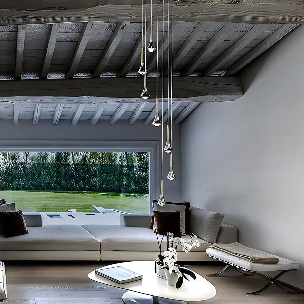 Water Drop – 1-Light Metal LED Nordic Staircase Pendant Light