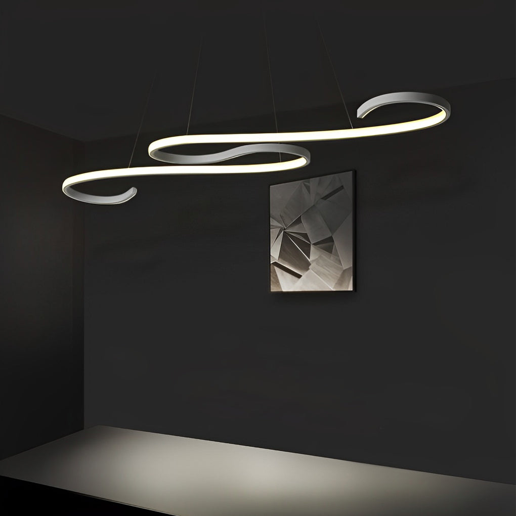 Creative Wavy Lines Stepless Dimming LED White Minimalist Chandelier