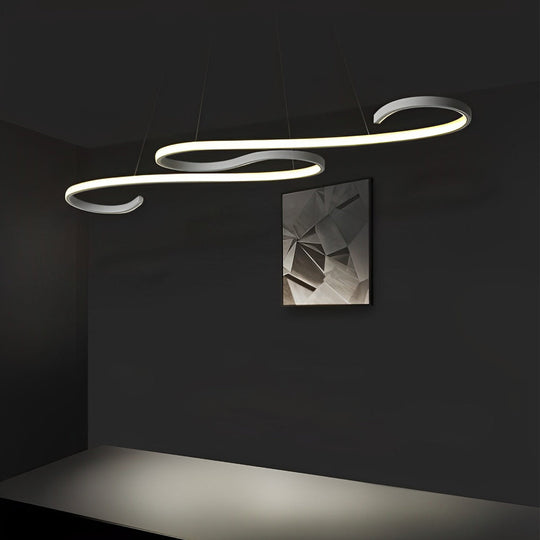 Creative Wavy Lines Stepless Dimming LED White Minimalist Chandelier