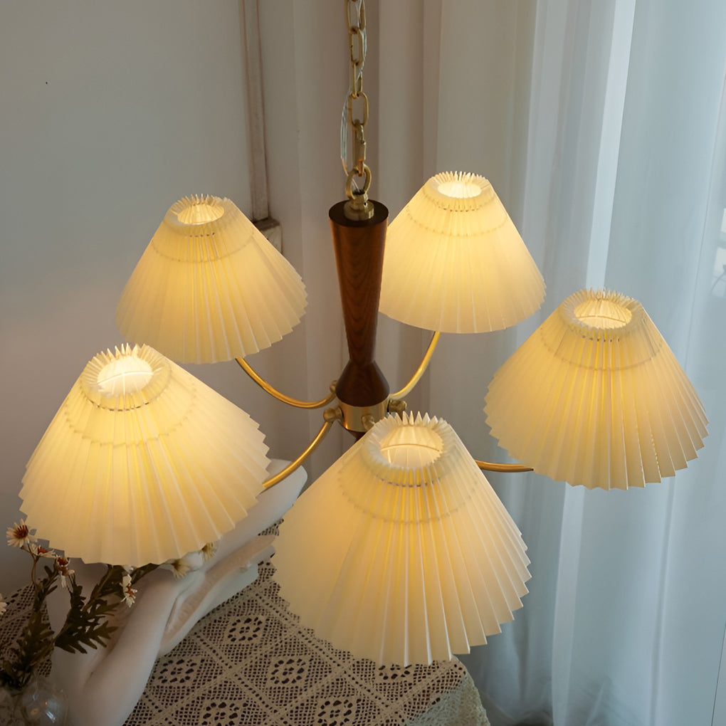 3 Lights Pleated Lampshade 12W LED Nordic Chandelier