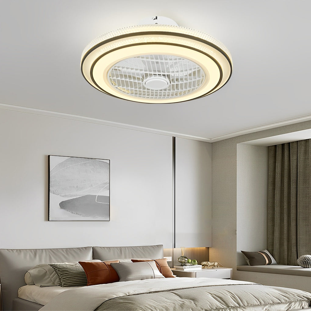 Intelligent Bladeless Ceiling Fan with LED Light and Silent Timer Function