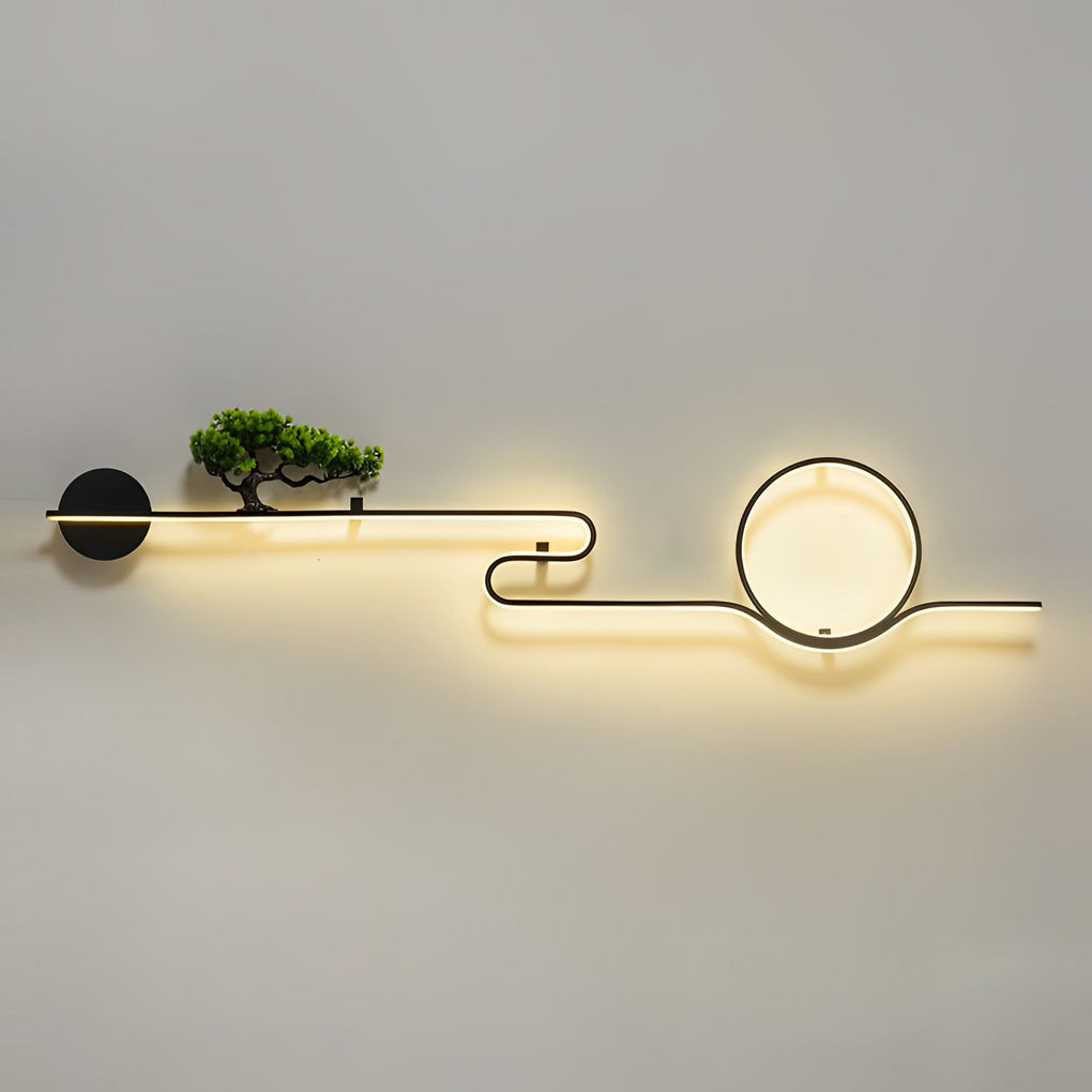 Moon Tree Scenery Waterproof LED Black Retro Outdoor Wall Lights