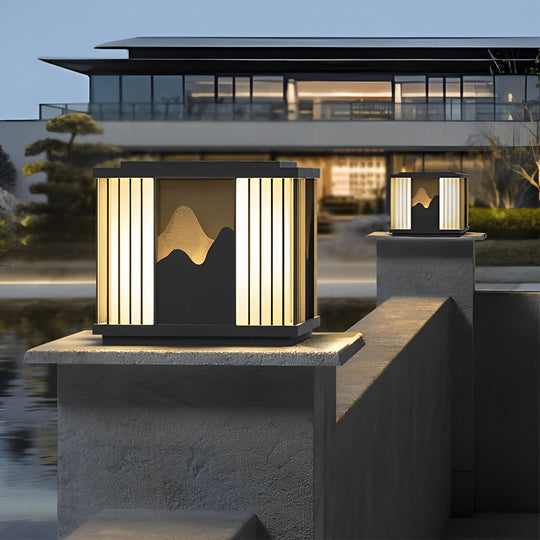 Waterproof LED Mountain Scenery Solar Fence Post Cap Light